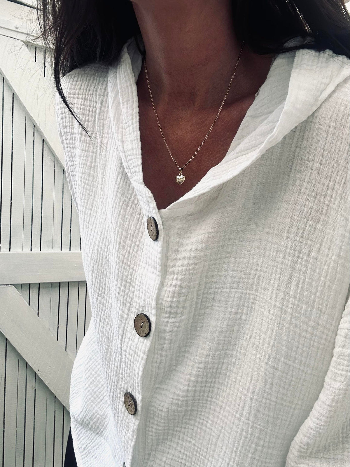 Cardigan en coton léger à effet nid d’abeille - Blanc
