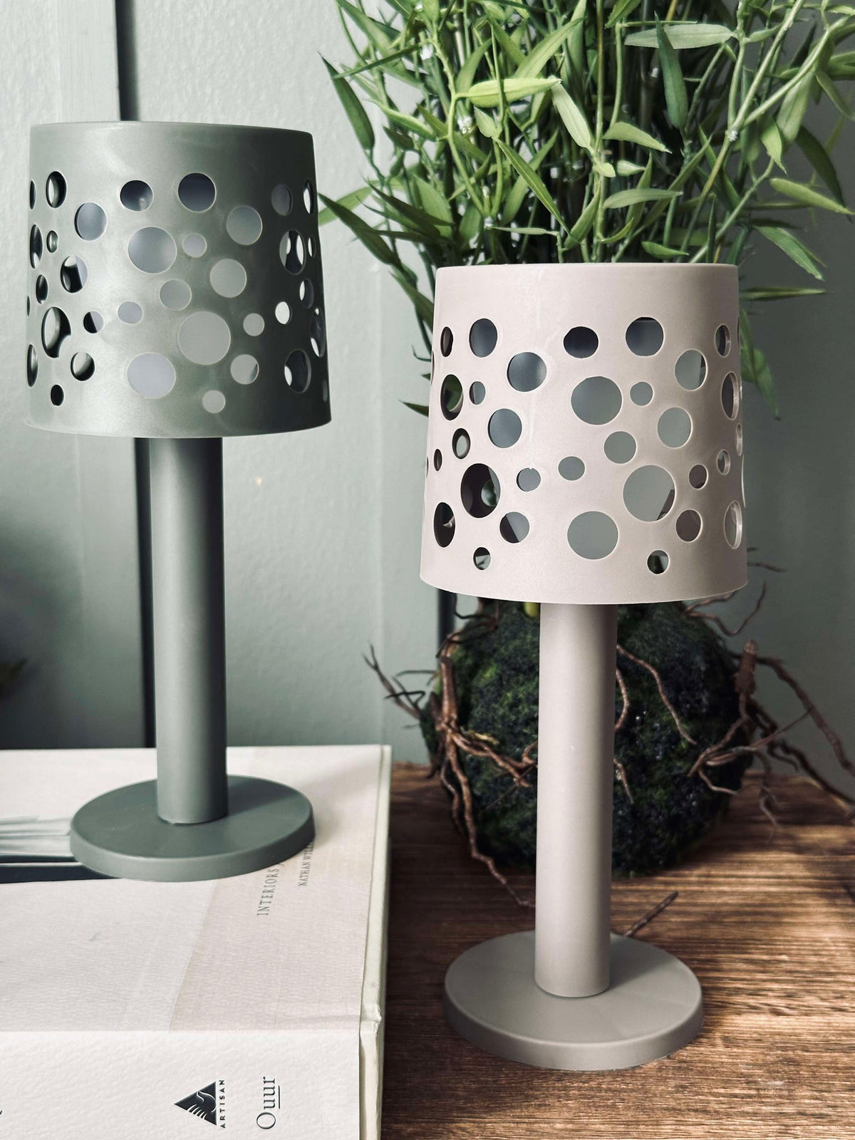 Lampe de table avec cellules solaires - Beige clair