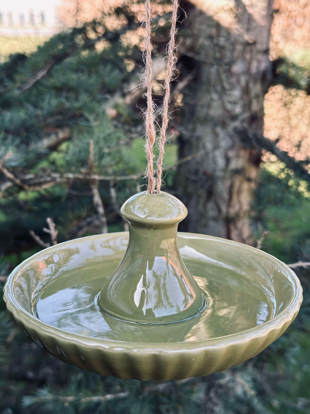 Suspension pour nourriture des oiseaux - Céramique verte