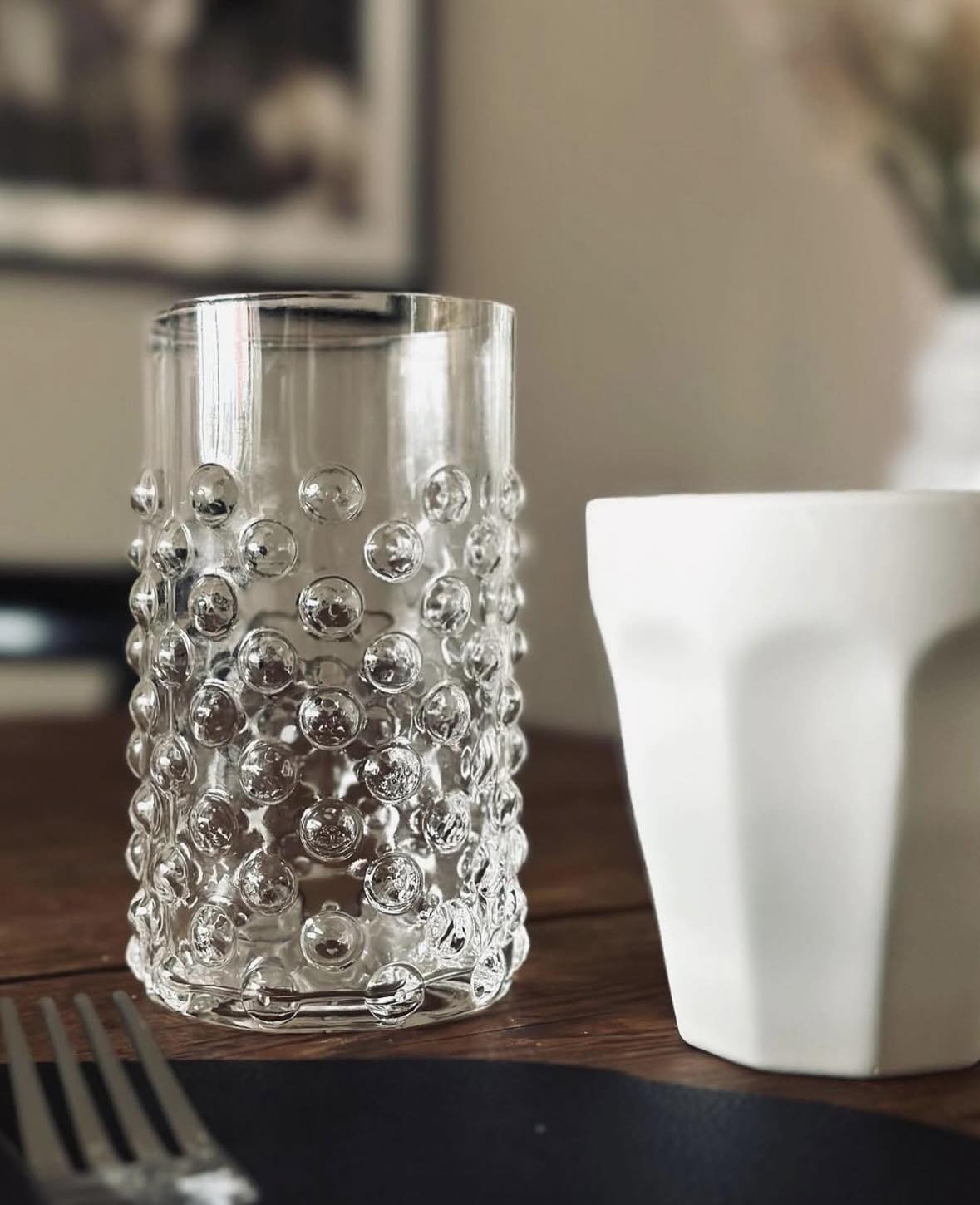 Verres à eau en verre transparent avec points - lot de 4