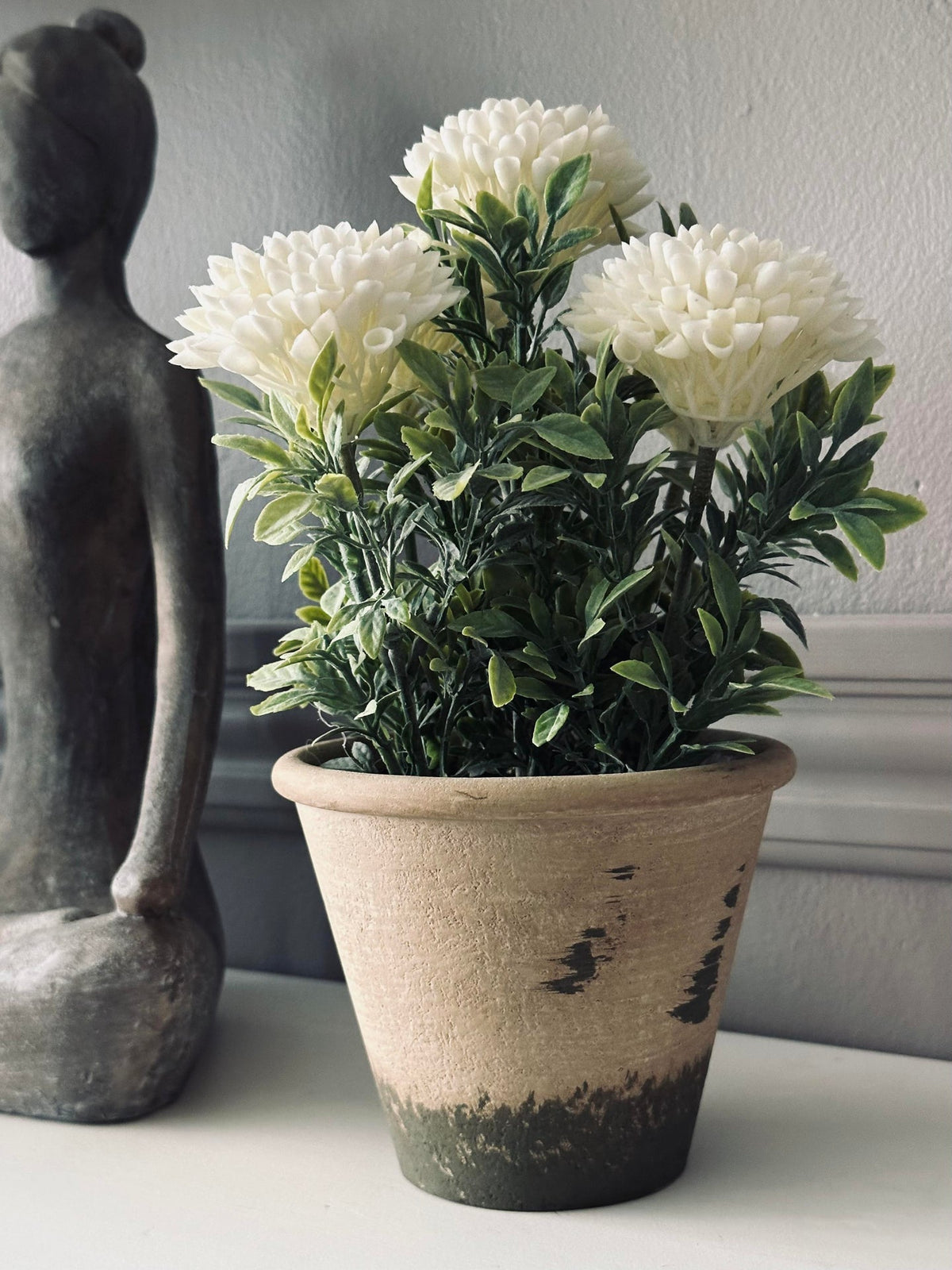 Fleur en pot rustique - Blanc