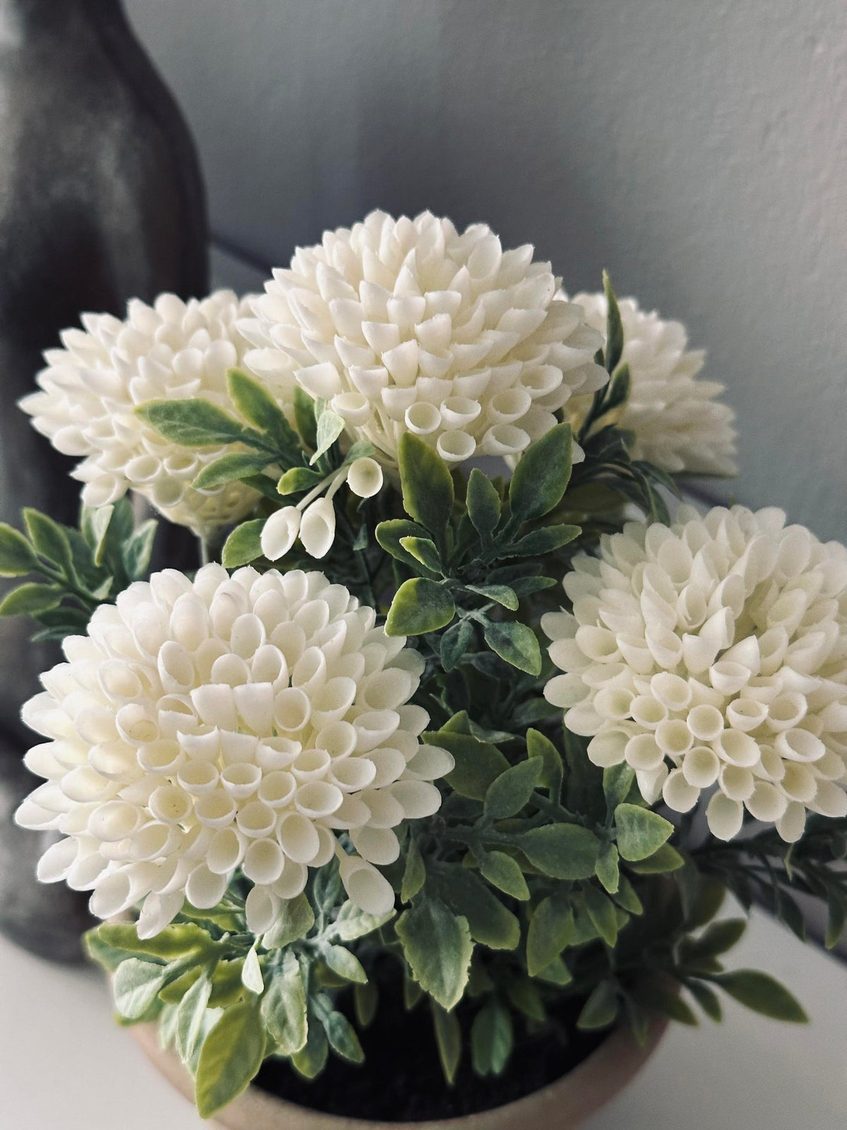Fleur en pot rustique - Blanc