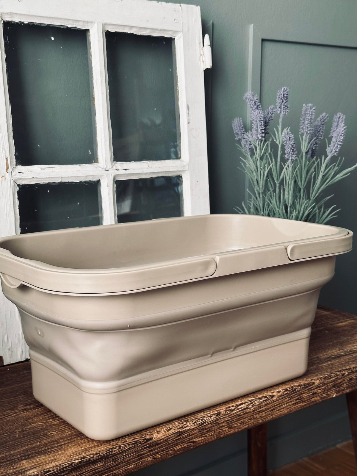 Panier pique-nique pliable avec couvercle beige