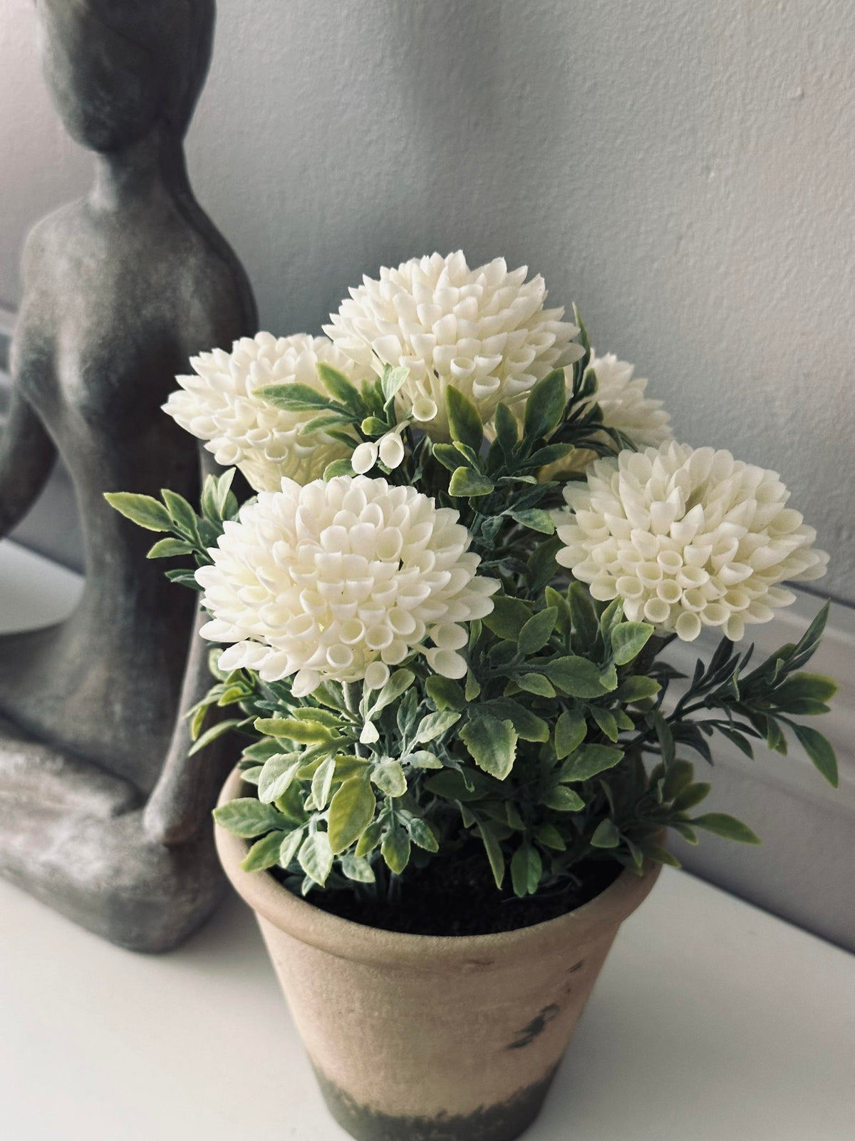 Fleur en pot rustique - Blanc
