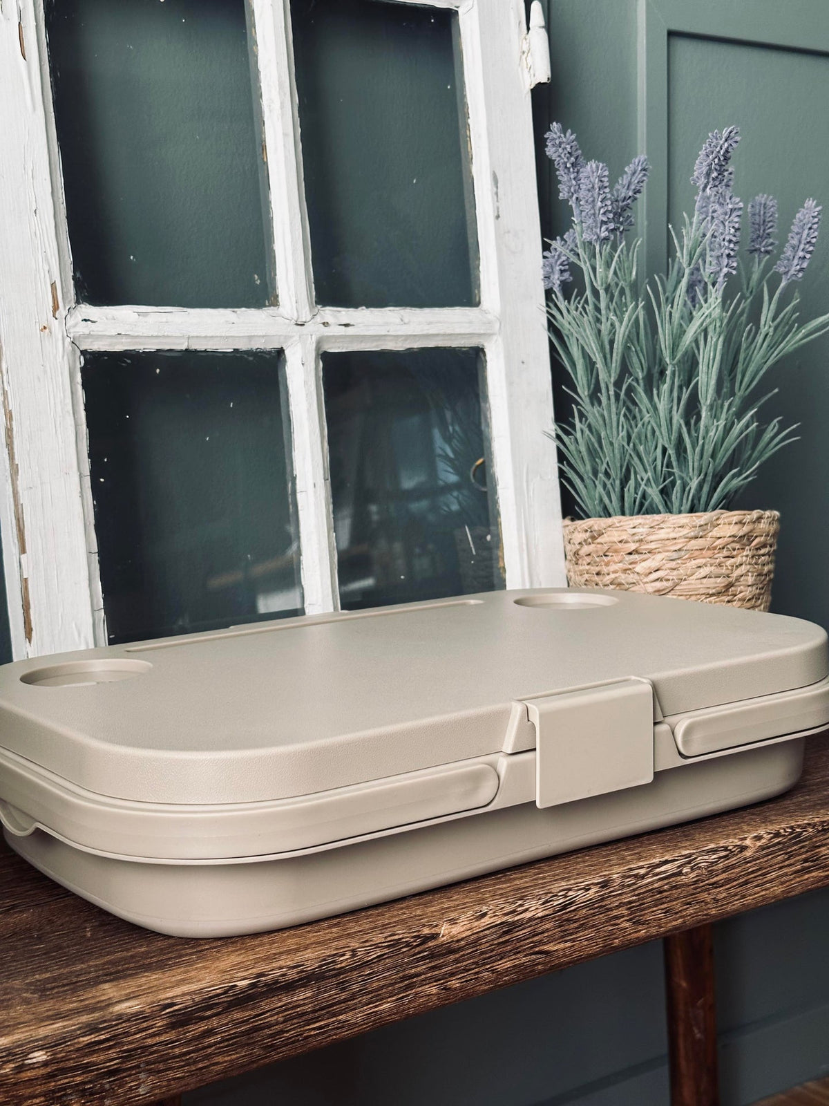 Panier pique-nique pliable avec couvercle beige