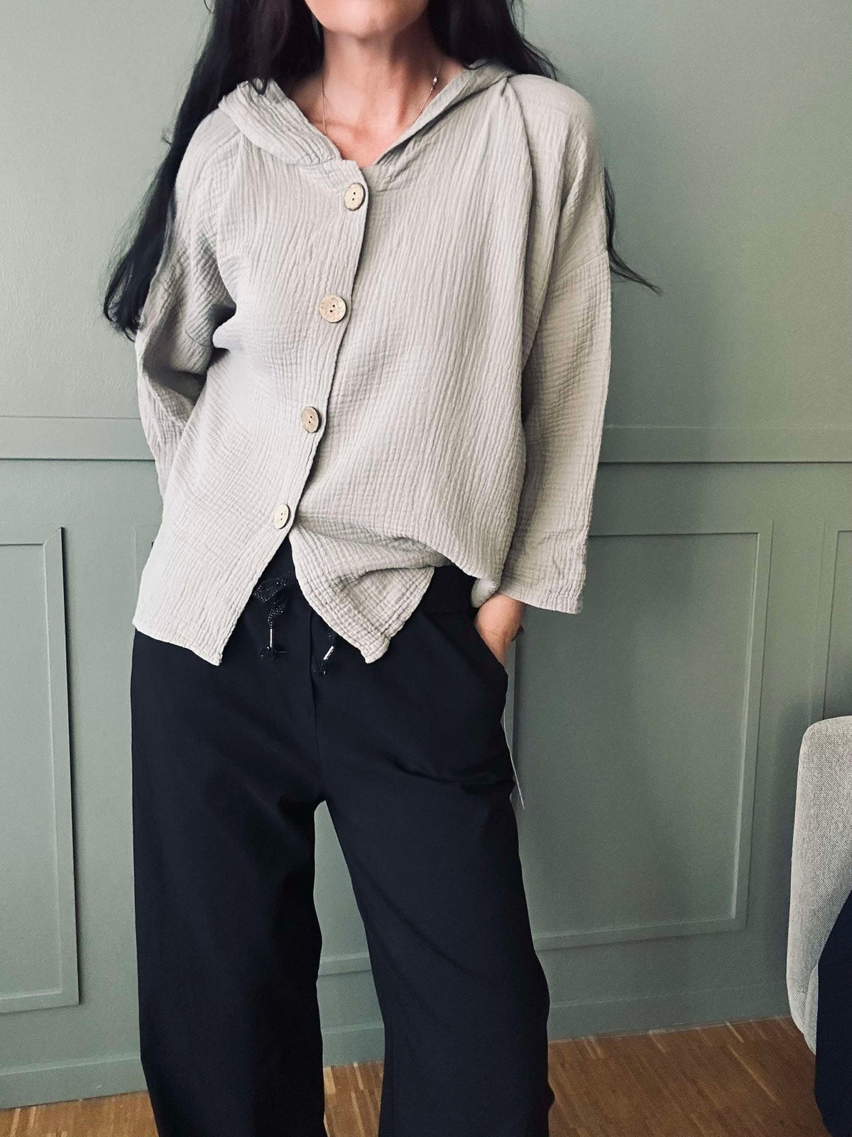Cardigan en coton gaufré léger - Beige