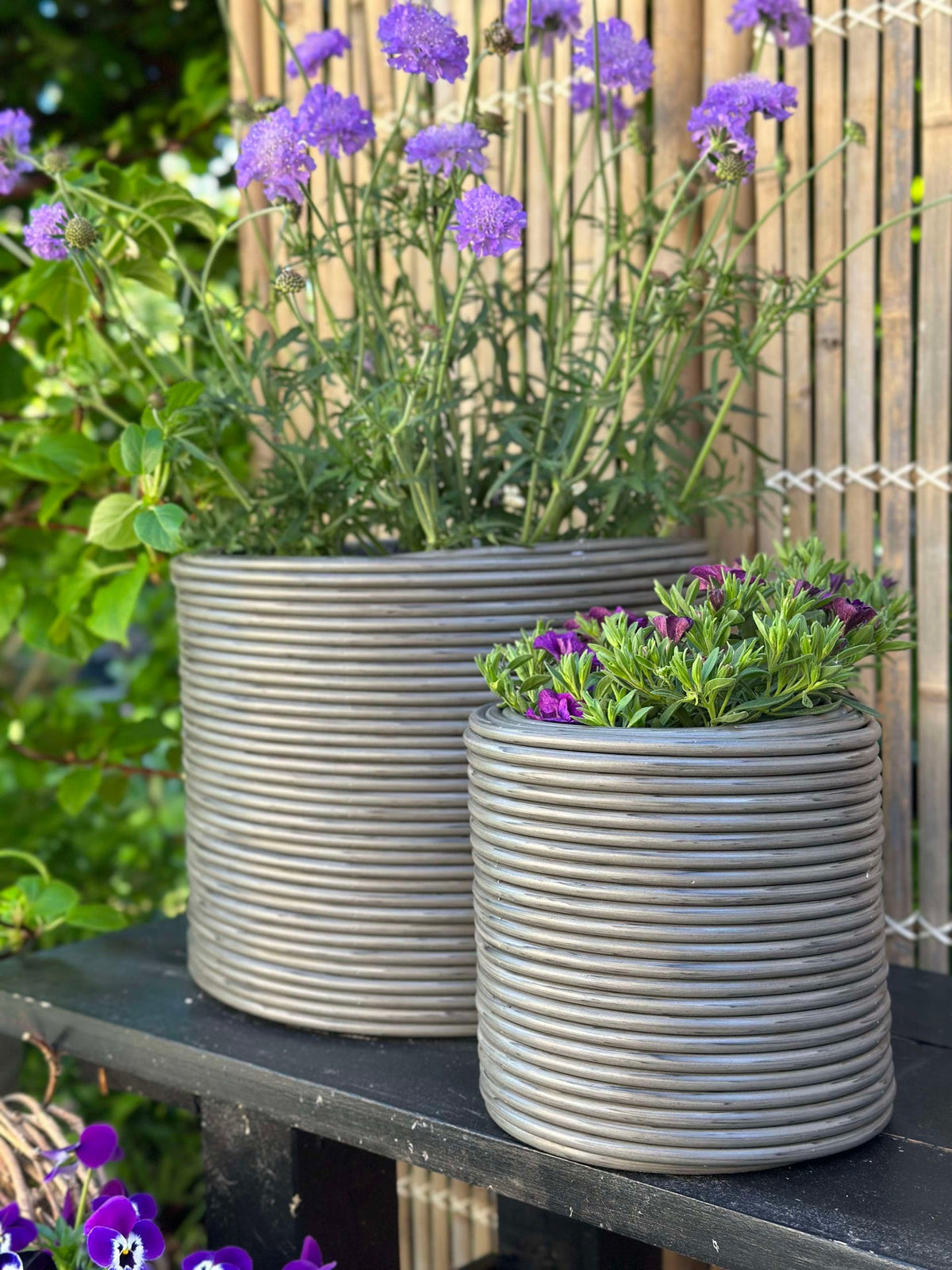 Cache-pot gris - Lot de 3 pièces