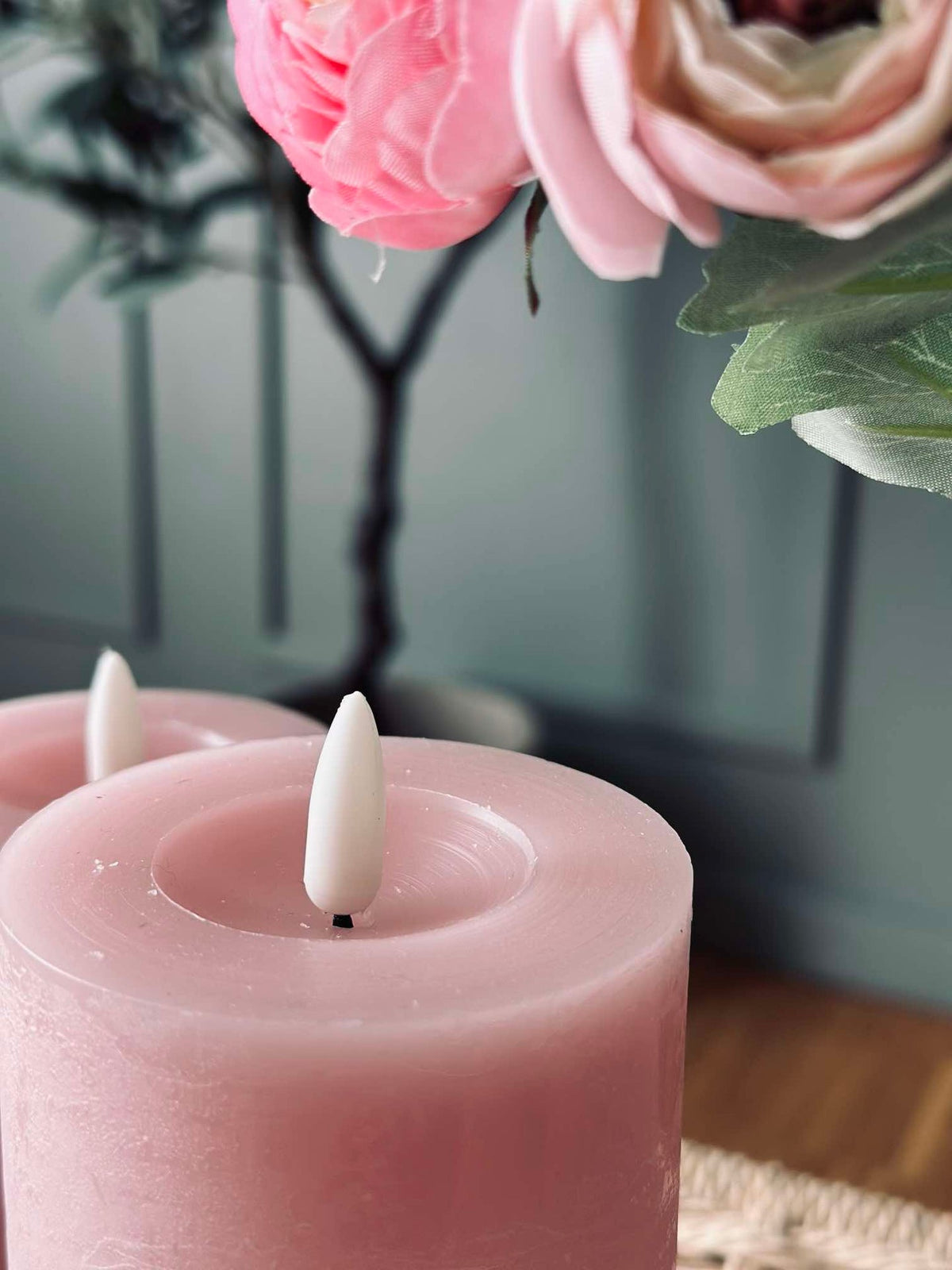 Bougies LED en bloc / Rose – Lot de 3 bougies blocs