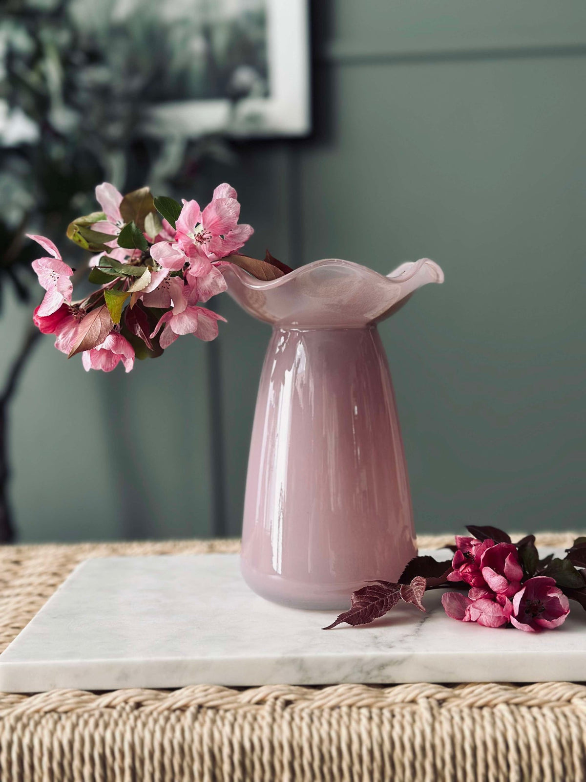 Vase pour jacinthe avec bord fleuri - Rose