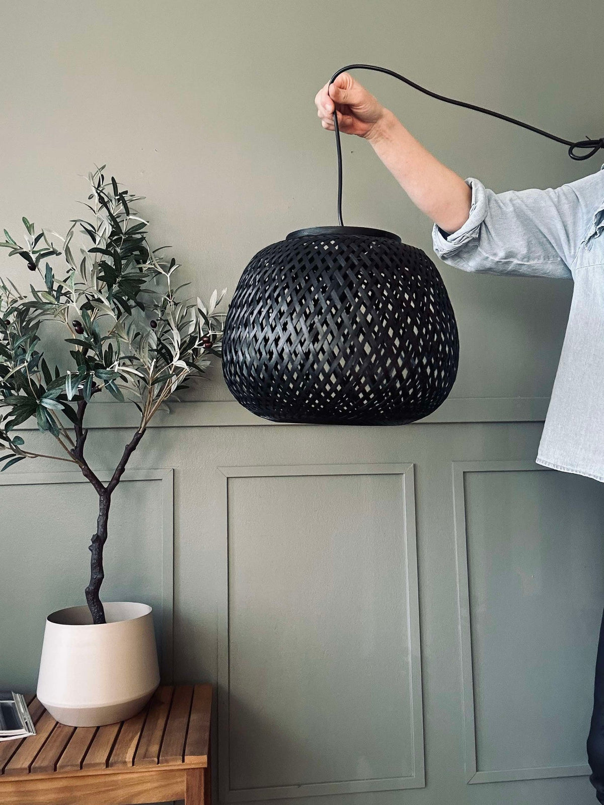 Lampe bambou - Noir dia 33