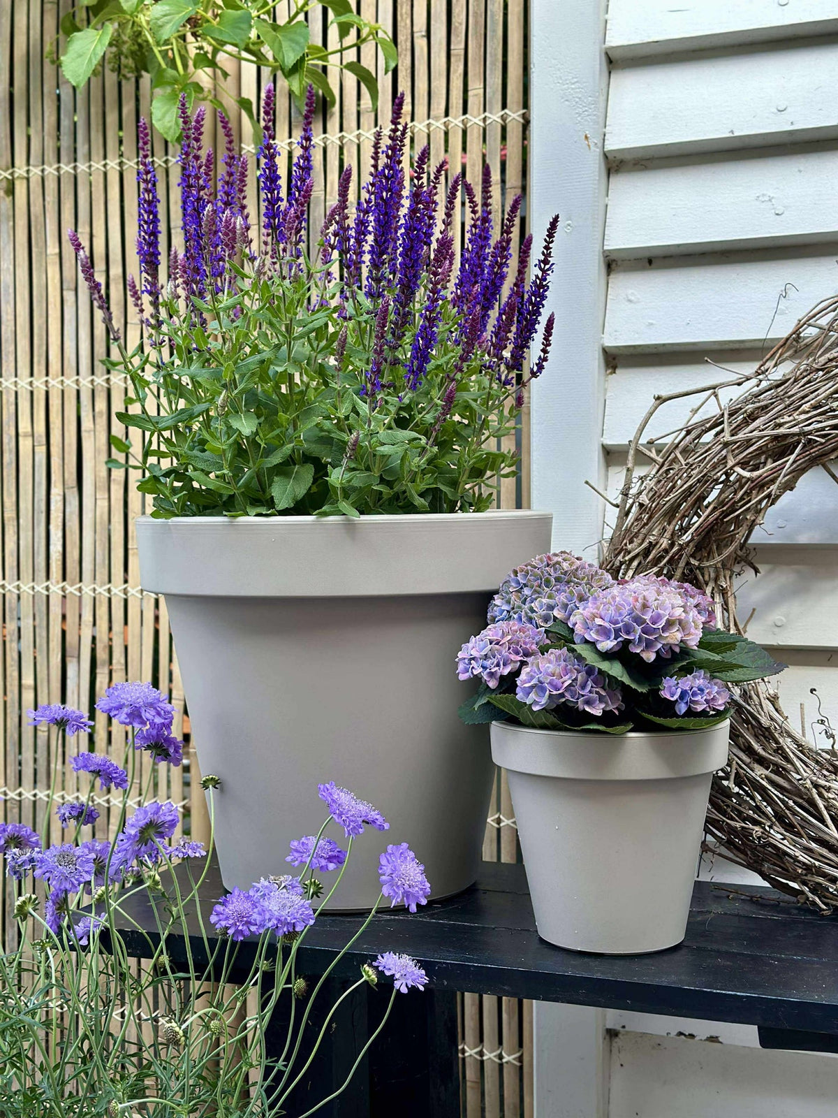 Pot de jardin - Plastique recyclé beige dia 35 cm