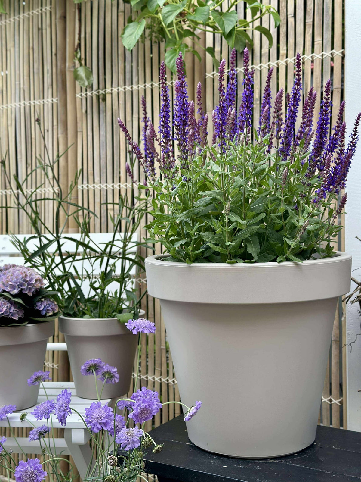 Pot de jardin - Plastique recyclé beige dia 35 cm