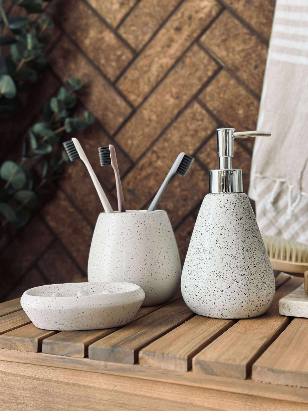 Set de salle de bain en 3 pièces - Nature