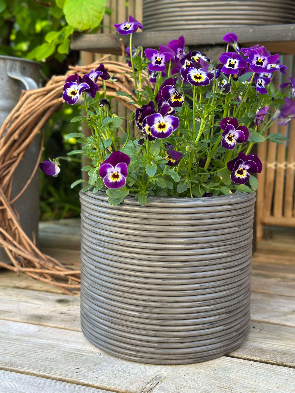 Cache-pot gris - Lot de 3 pièces