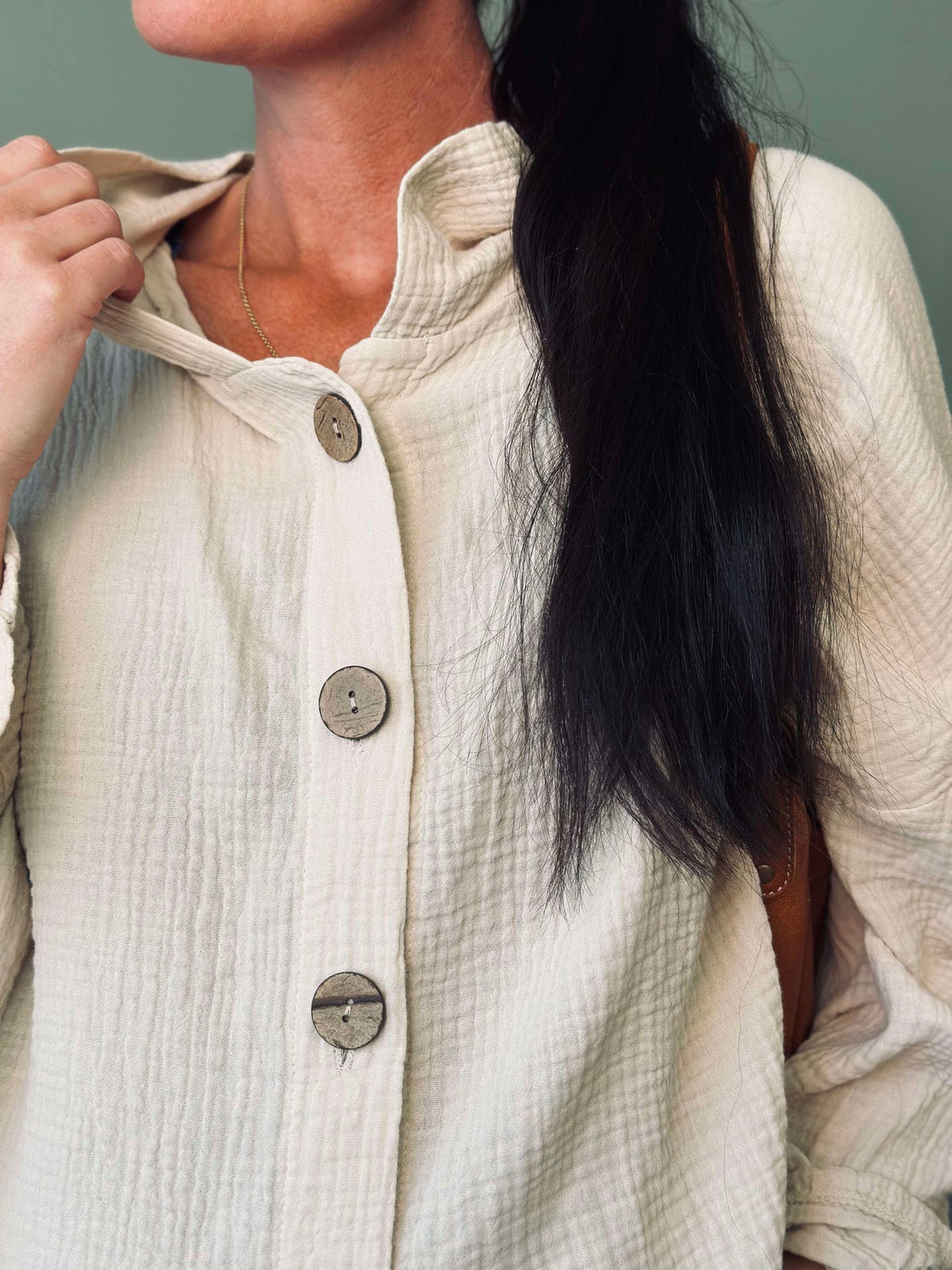 Cardigan en coton gaufré léger - Crème