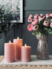 Bougies LED en bloc / Rose – Lot de 3 bougies blocs
