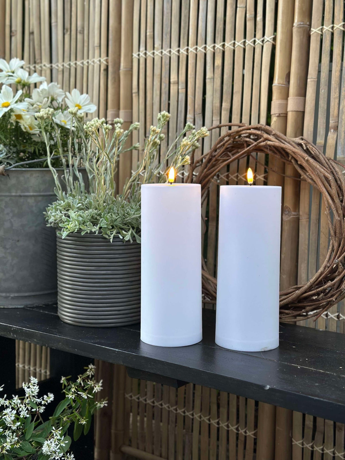 Bougies blocs LED XL d’extérieur H 25 cm - Lot de 2 avec télécommande