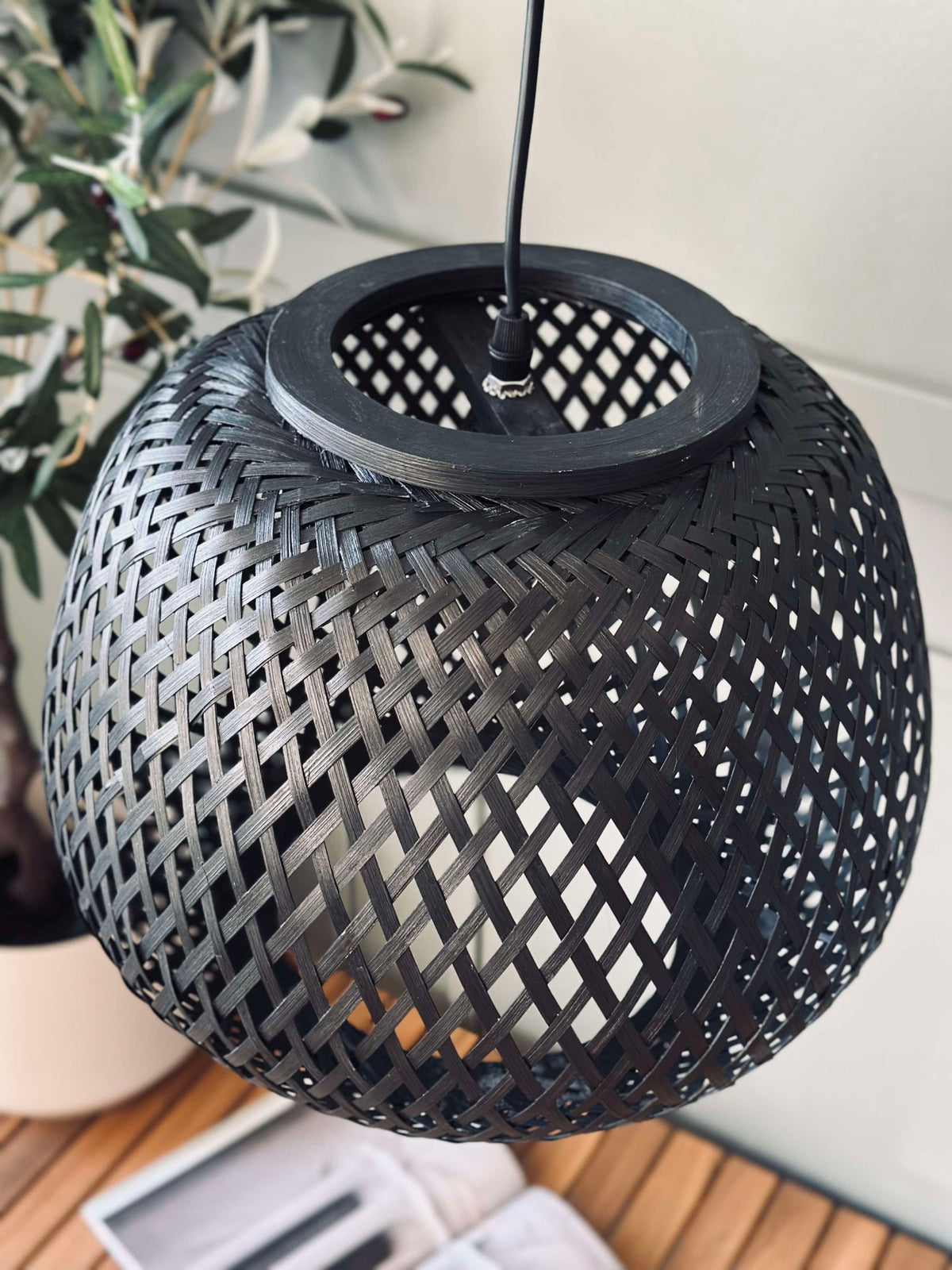 Lampe bambou - Noir dia 33