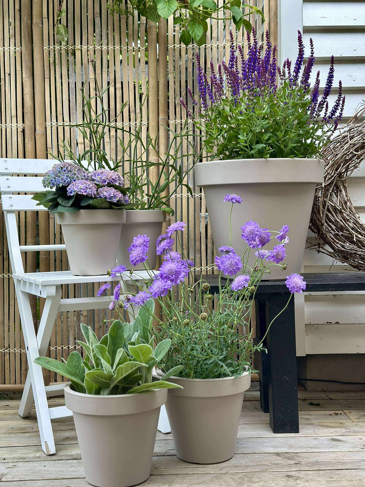 Pot de jardin - Plastique recyclé beige dia 35 cm