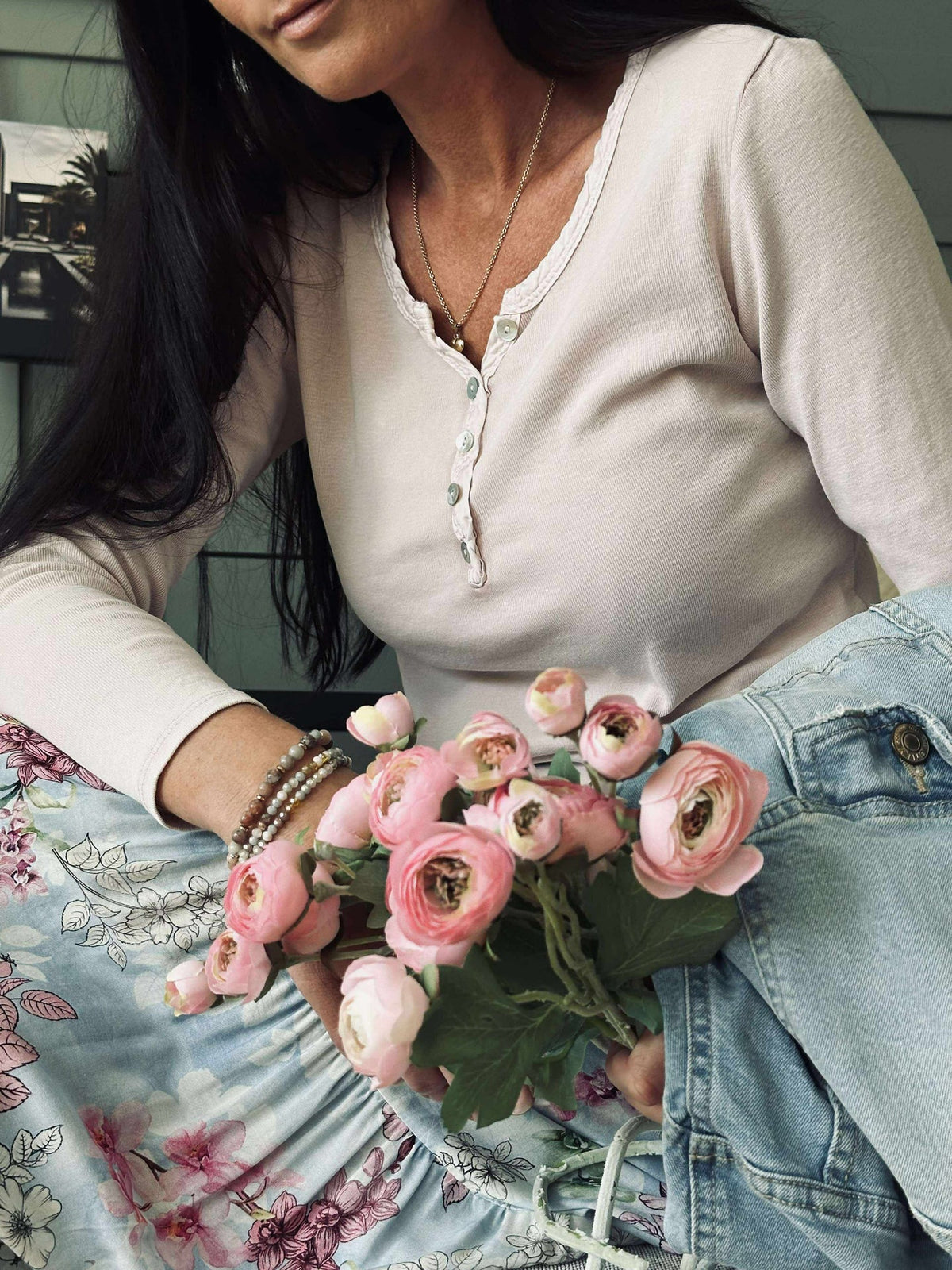 Blouse basique avec boutons – Rose