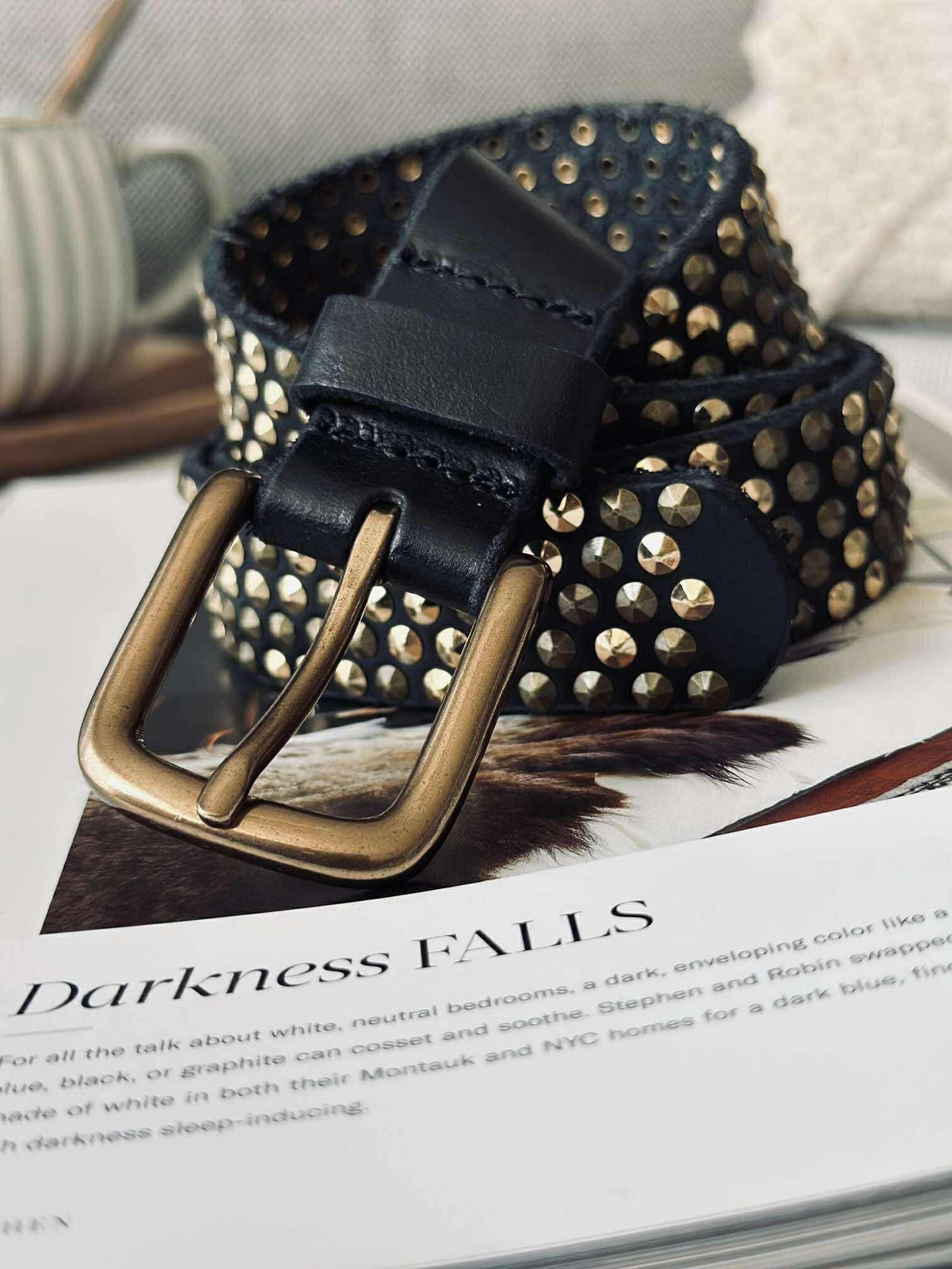 Ceinture en jean à clous - Black / gold