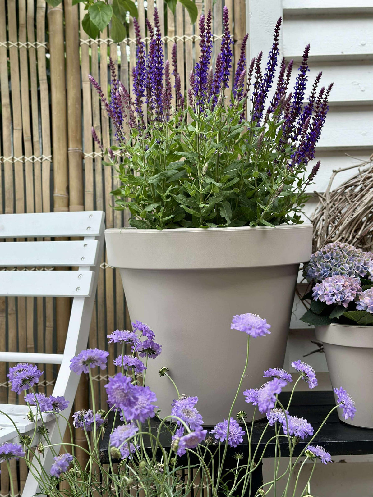 Pot de jardin - Plastique recyclé beige dia 35 cm