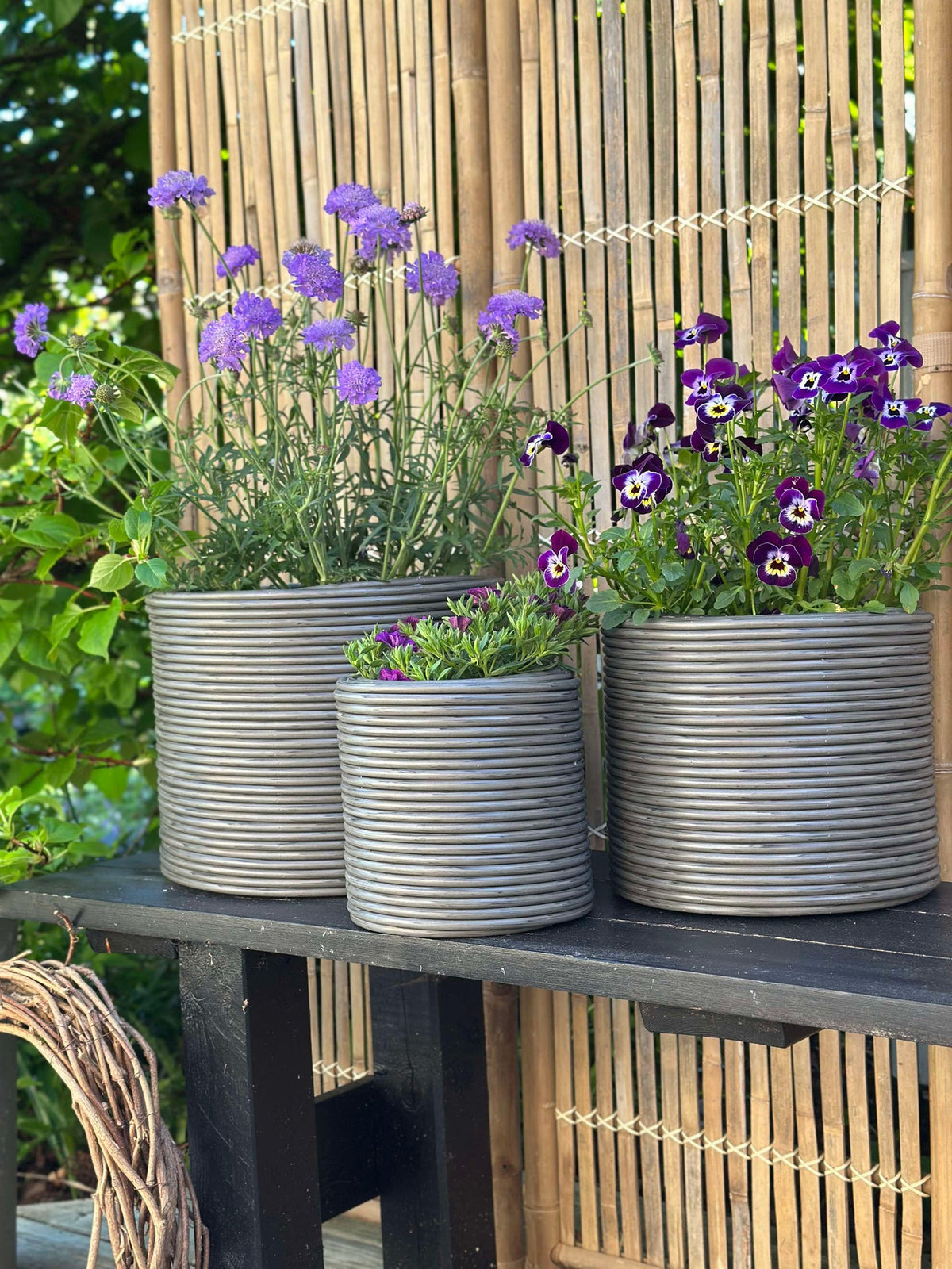 Cache-pot gris - Lot de 3 pièces