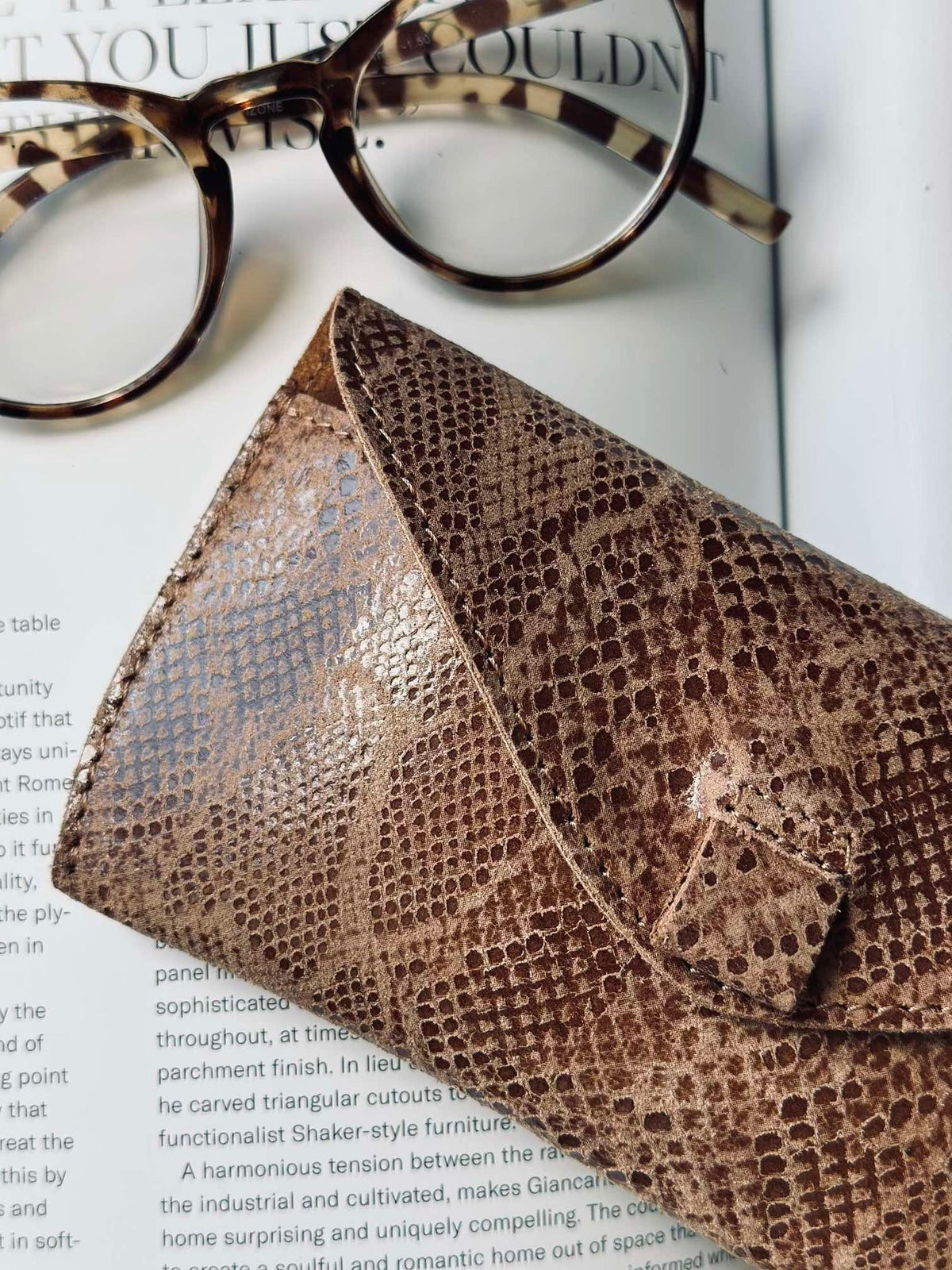 Pochette à lunettes de soleil - Camel snake