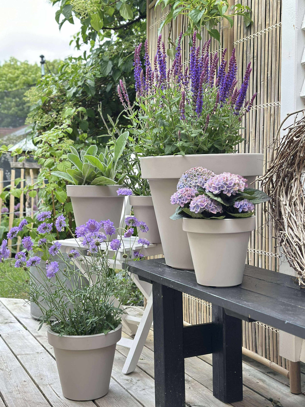 Pot de jardin - Plastique recyclé beige dia 35 cm
