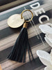 Porte-clés à pompon - Black leather