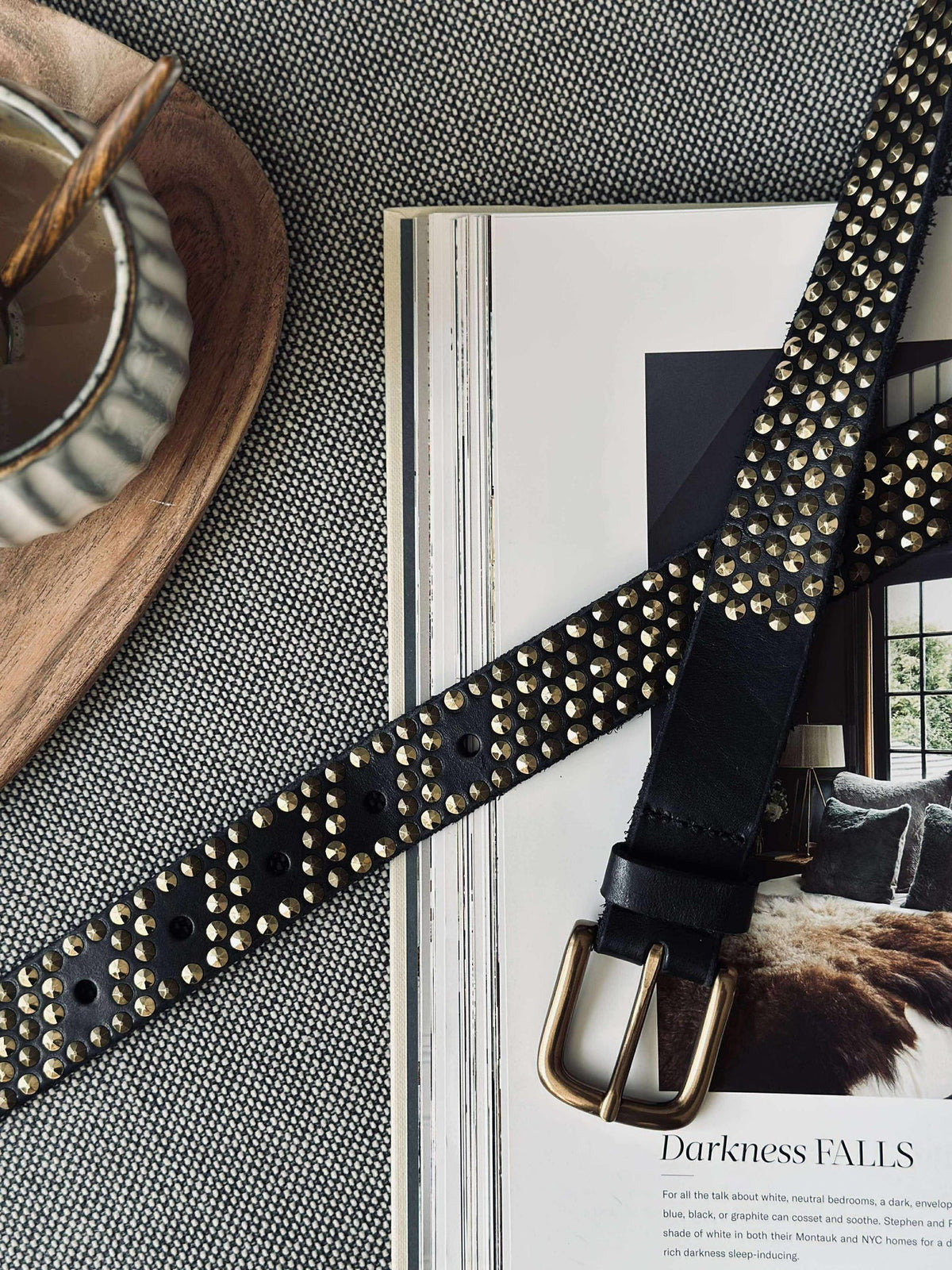 Ceinture en jean à clous - Black / gold