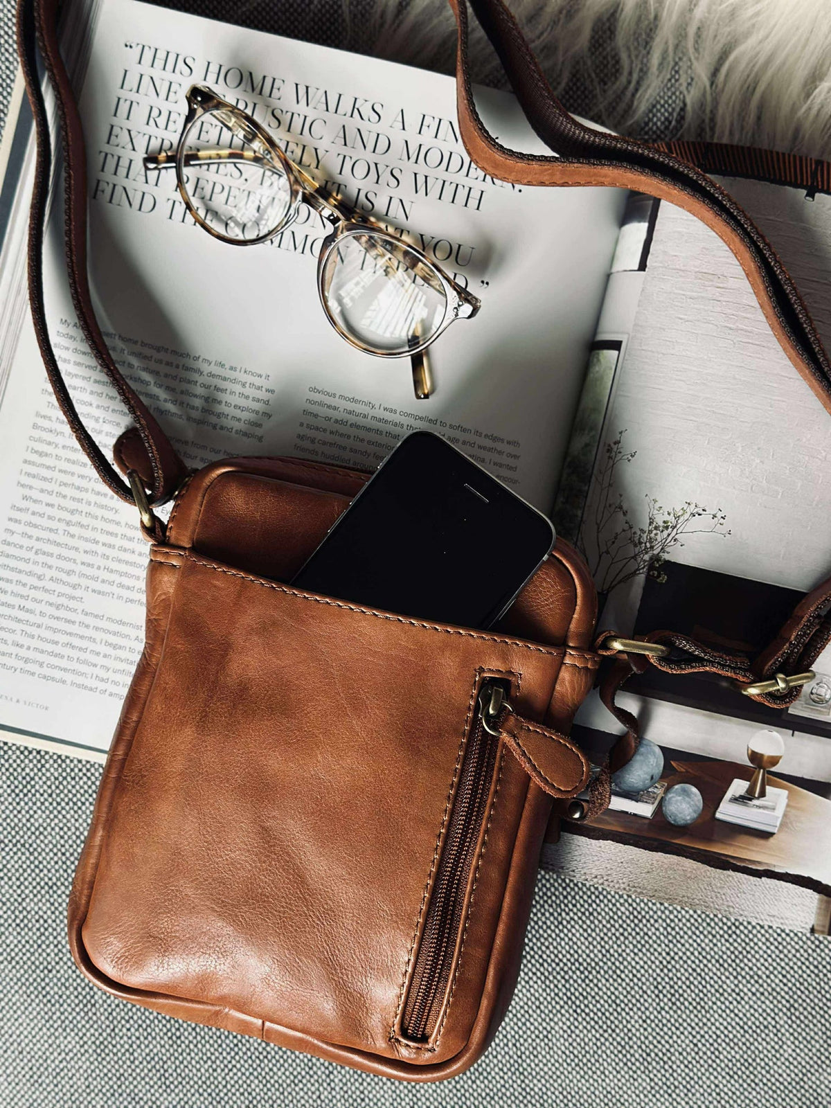 Sac mobile crossover - Cognac