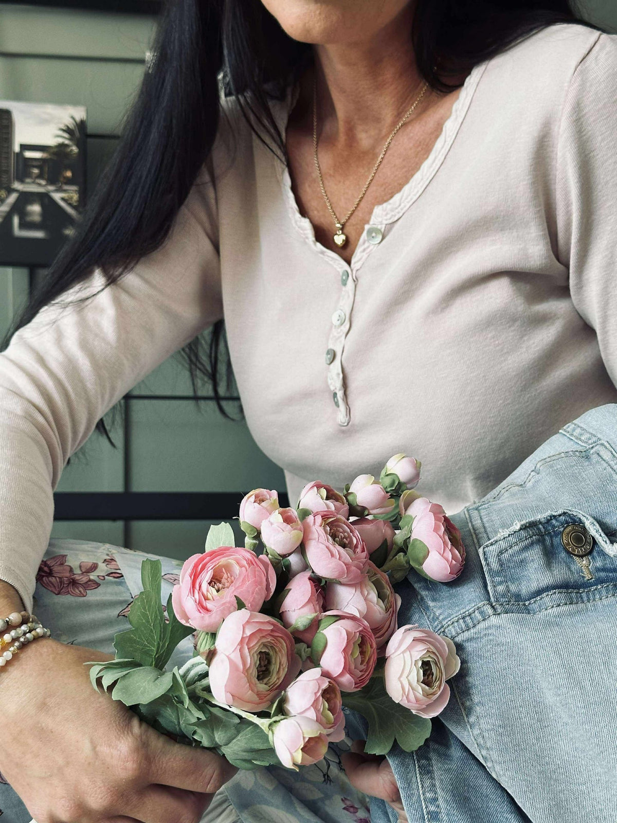 Blouse basique avec boutons – Rose