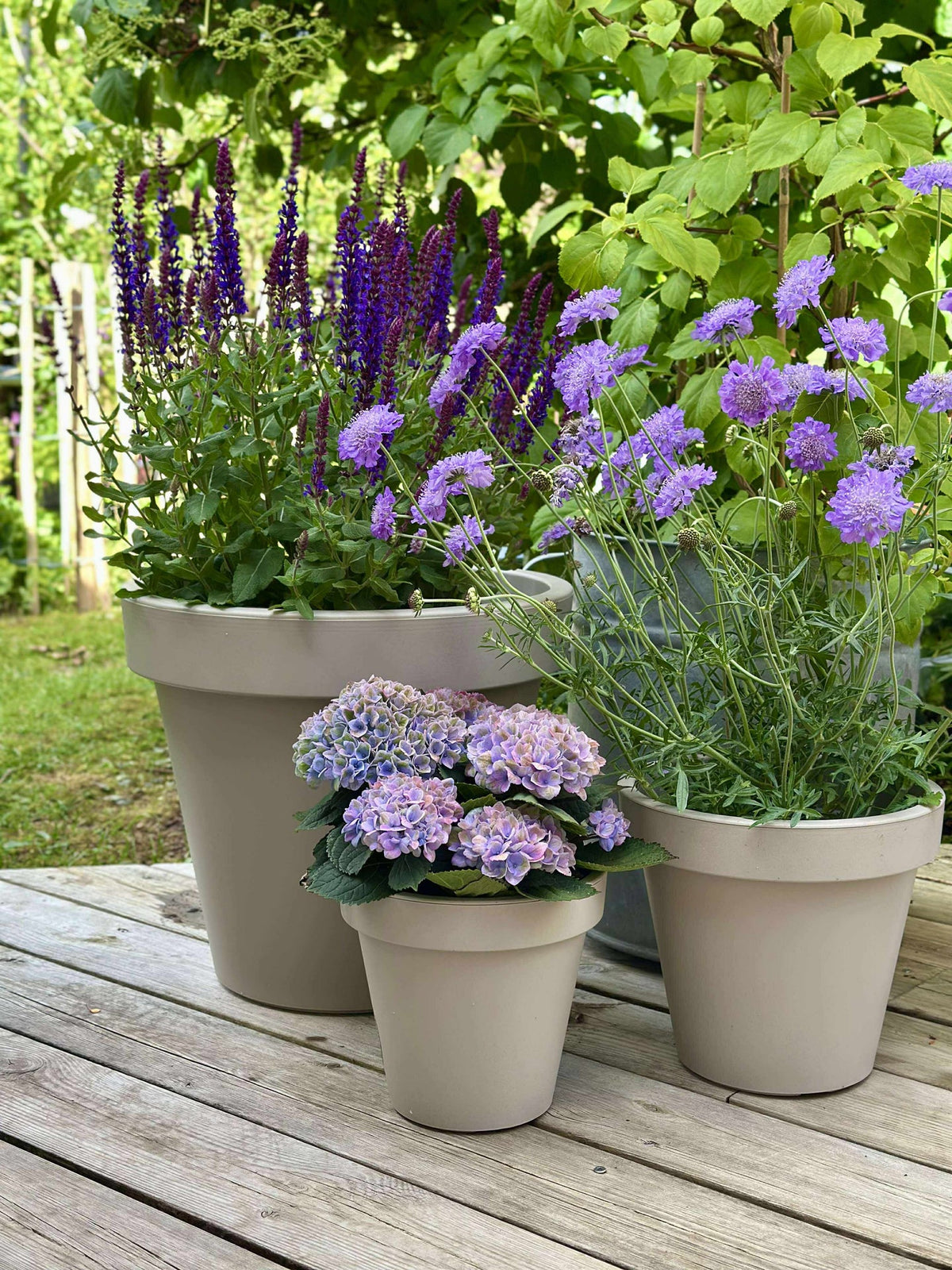 Pot de jardin - Plastique recyclé beige dia 35 cm