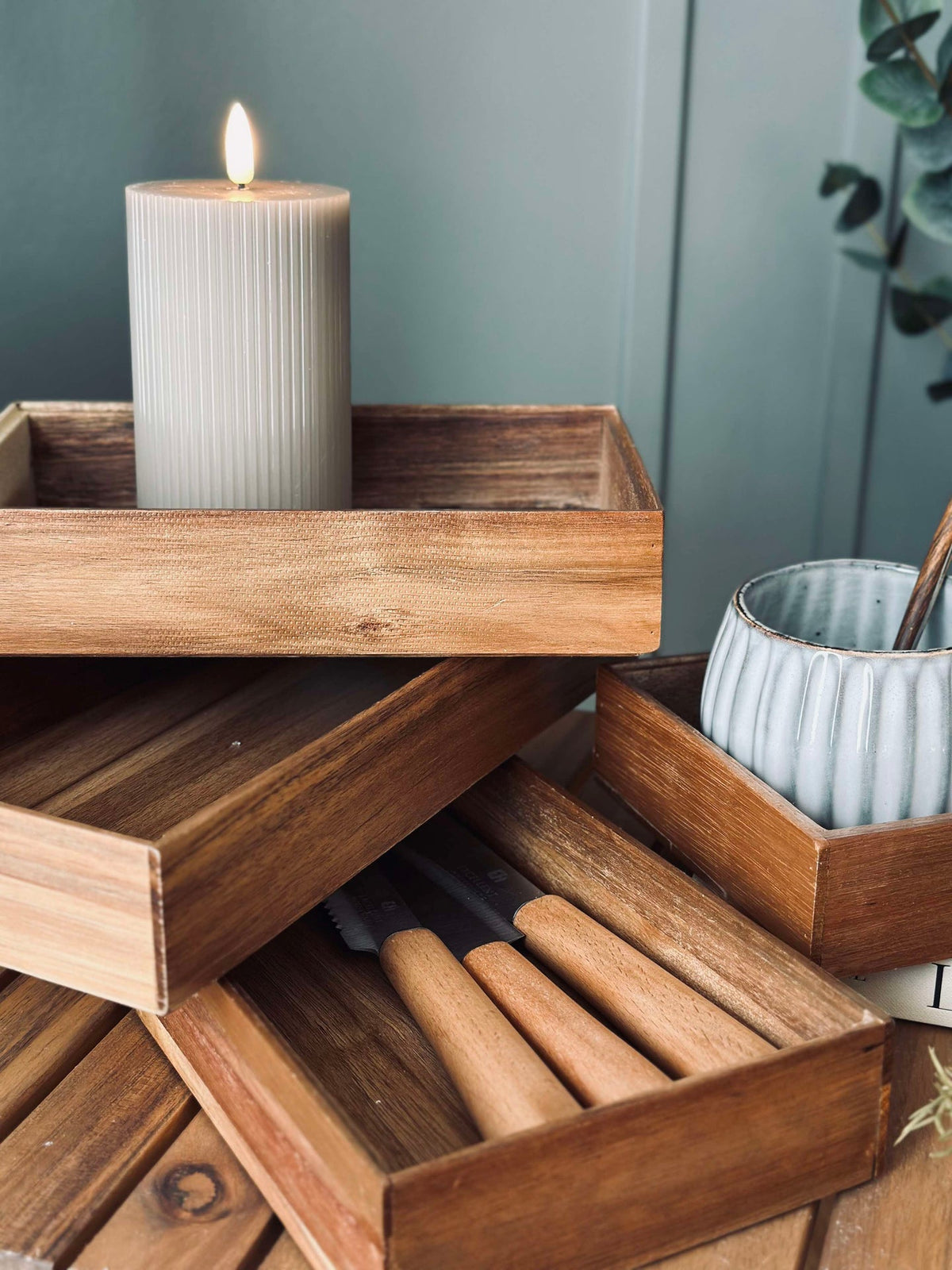 Organisateur en bois d’acacia 30x15