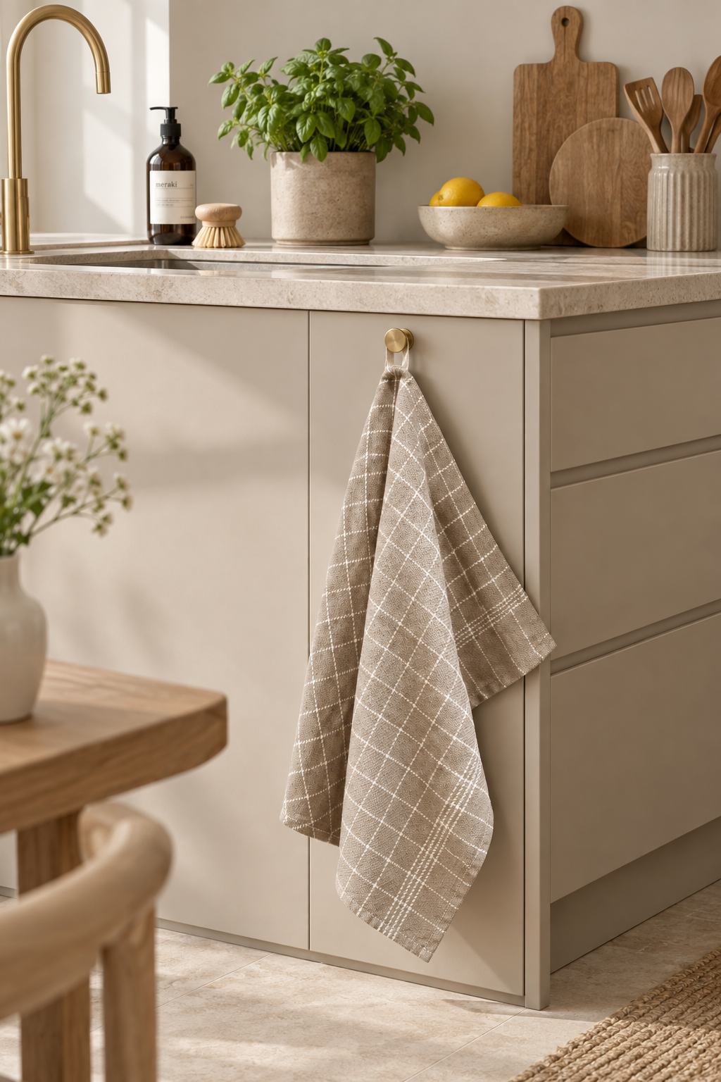 Torchons de chef beige - lot de 3