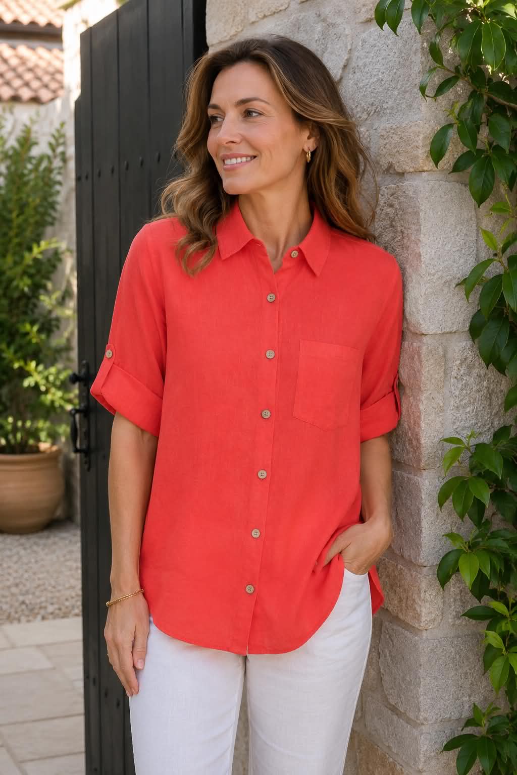 Chemise en mélange de lin