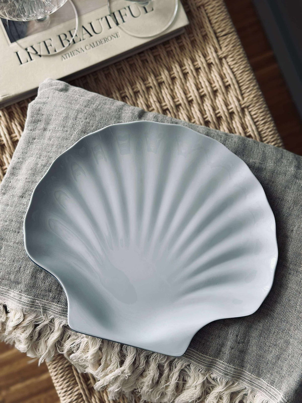 Assiette en mélamine - Coquillage bleu clair