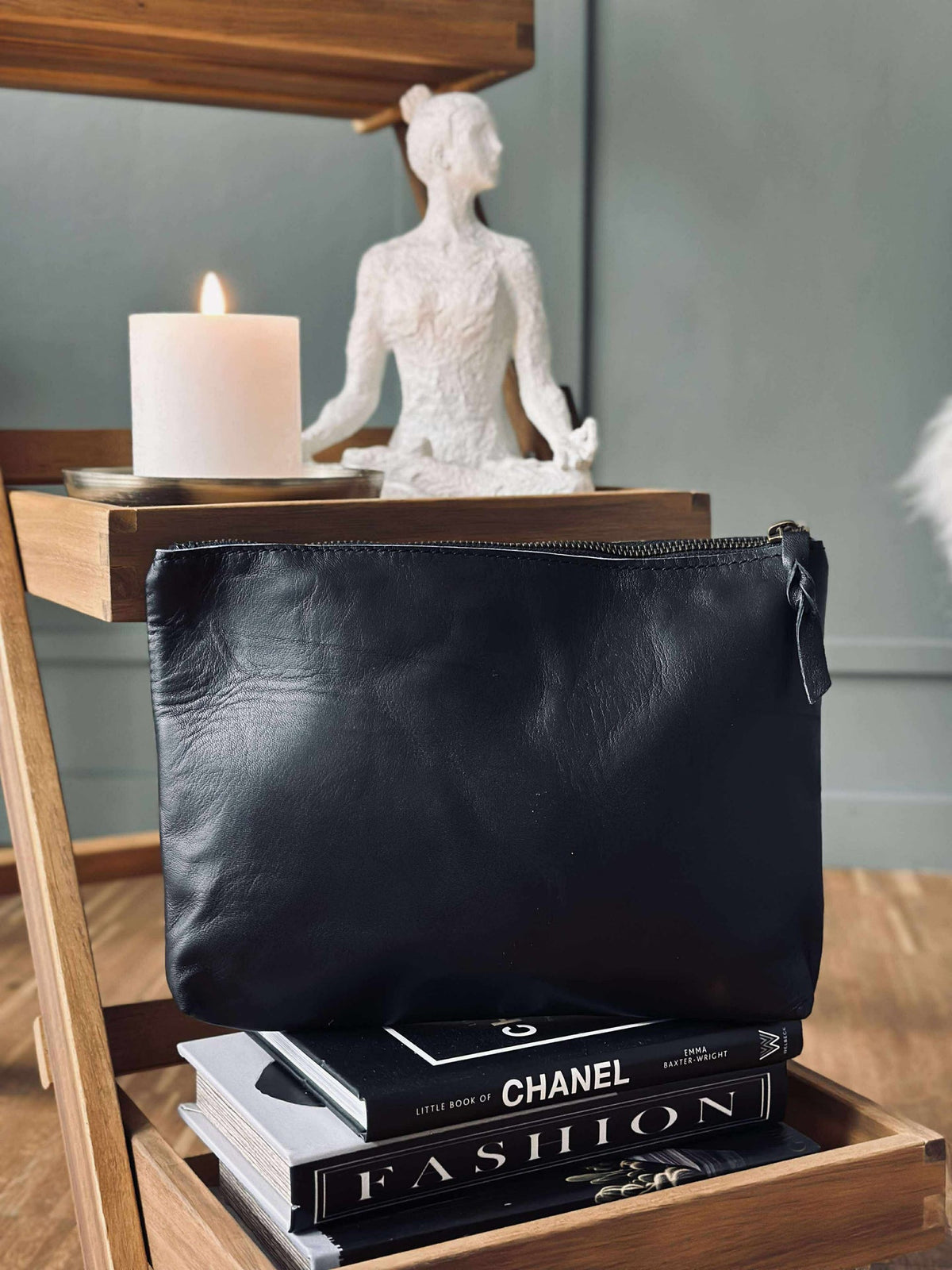 Trousse de maquillage / Pochette  - Cuir noir