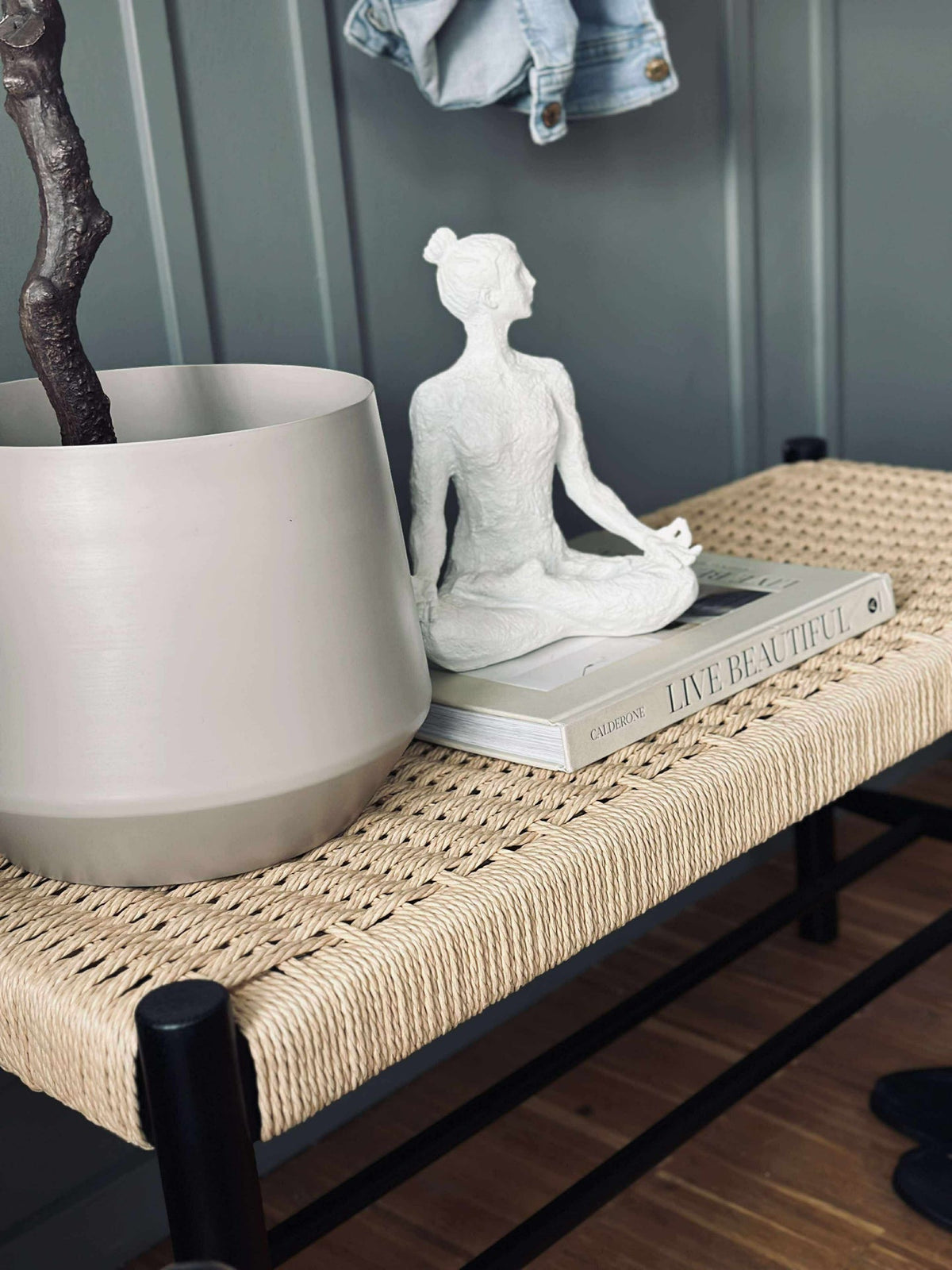 Banc hêtre noir / naturel - 90 cm