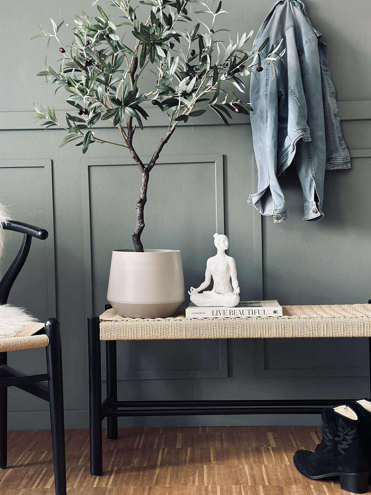 Banc hêtre Noir / naturel - 120 cm