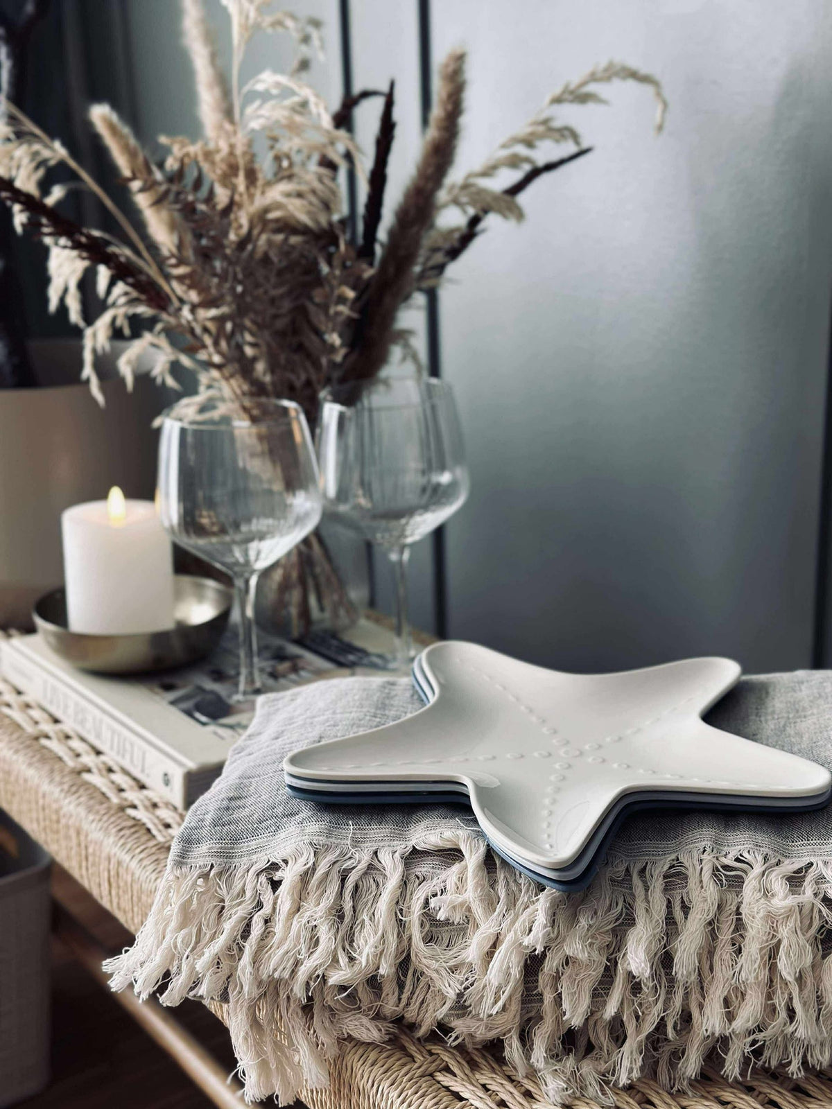 Assiette en mélamine - étoile de mer crème