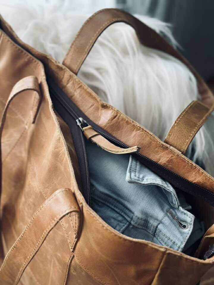 Shopper - Cognac / noir