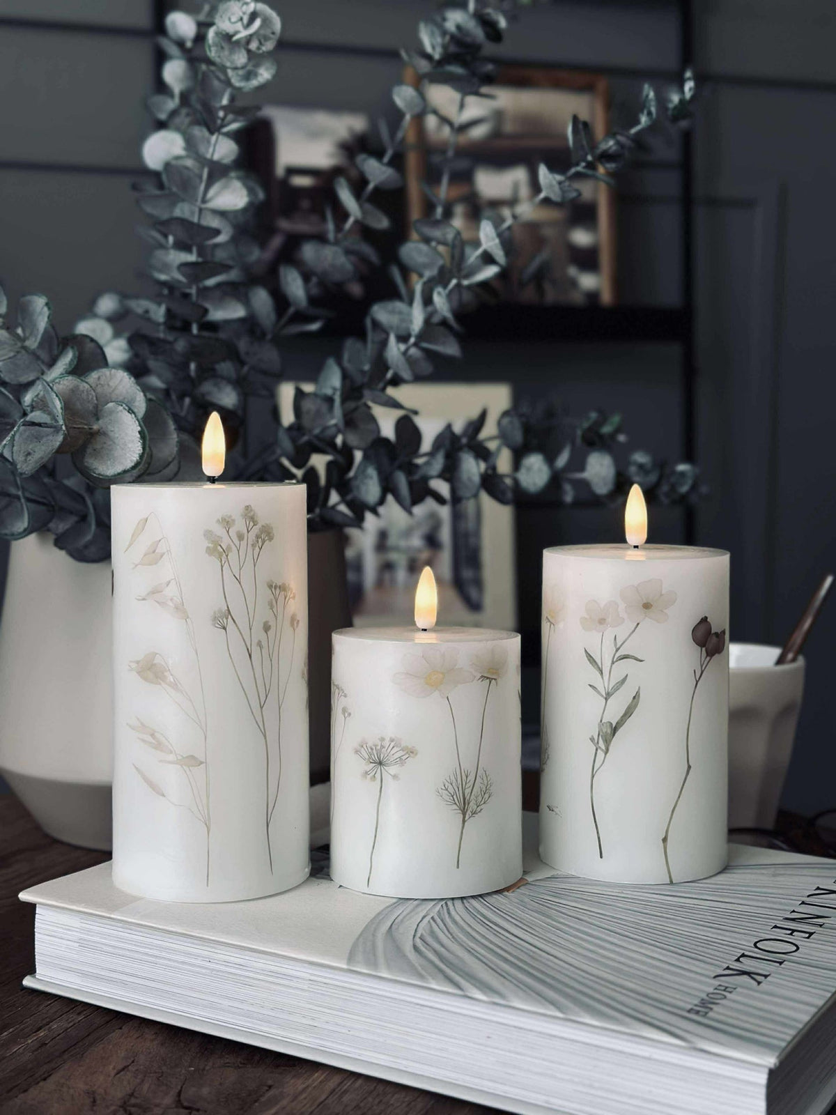 Bougies LED bloc FLOWER – Lot de 3 avec télécommande