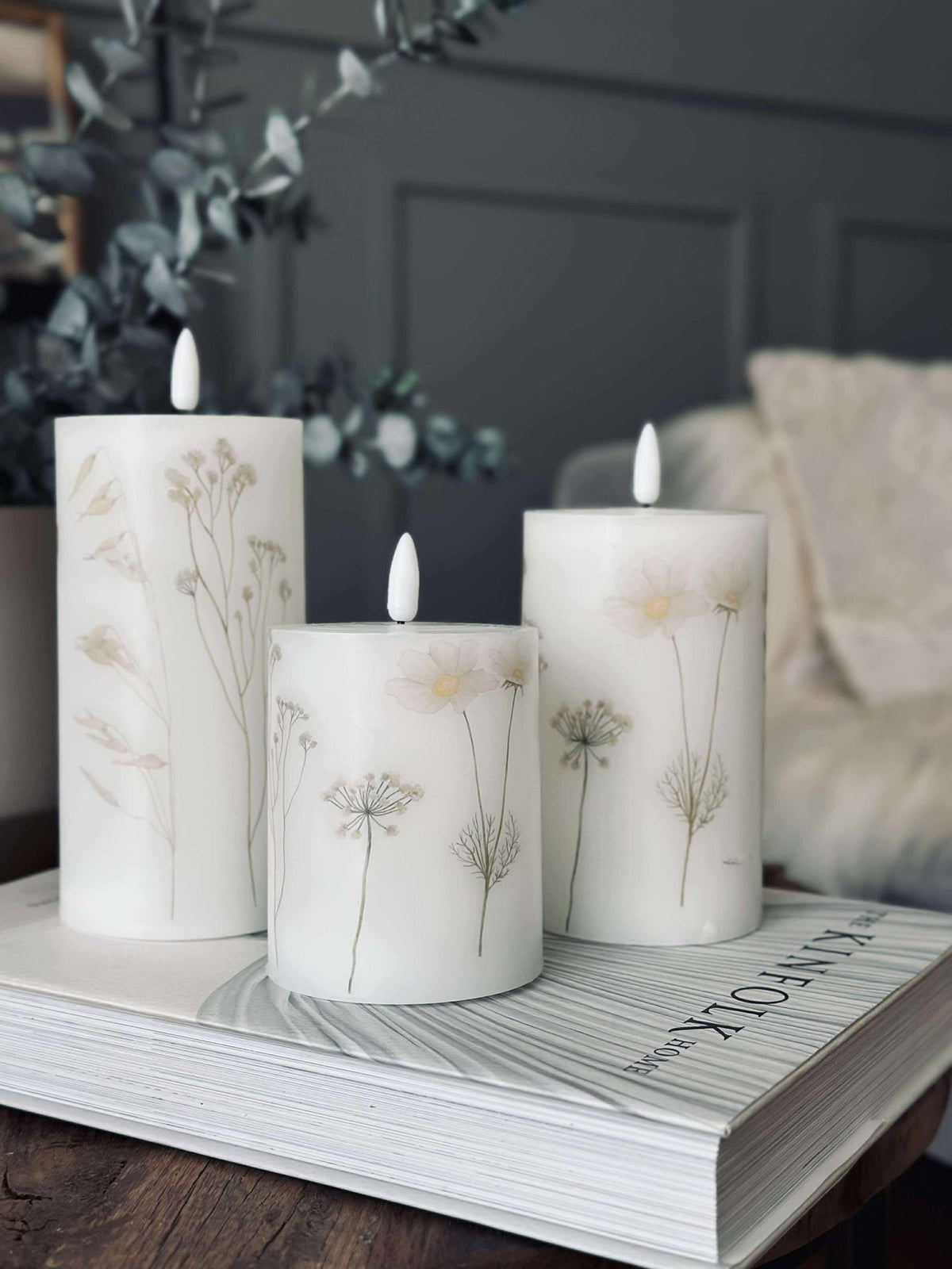 Bougies LED bloc FLOWER – Lot de 3 avec télécommande