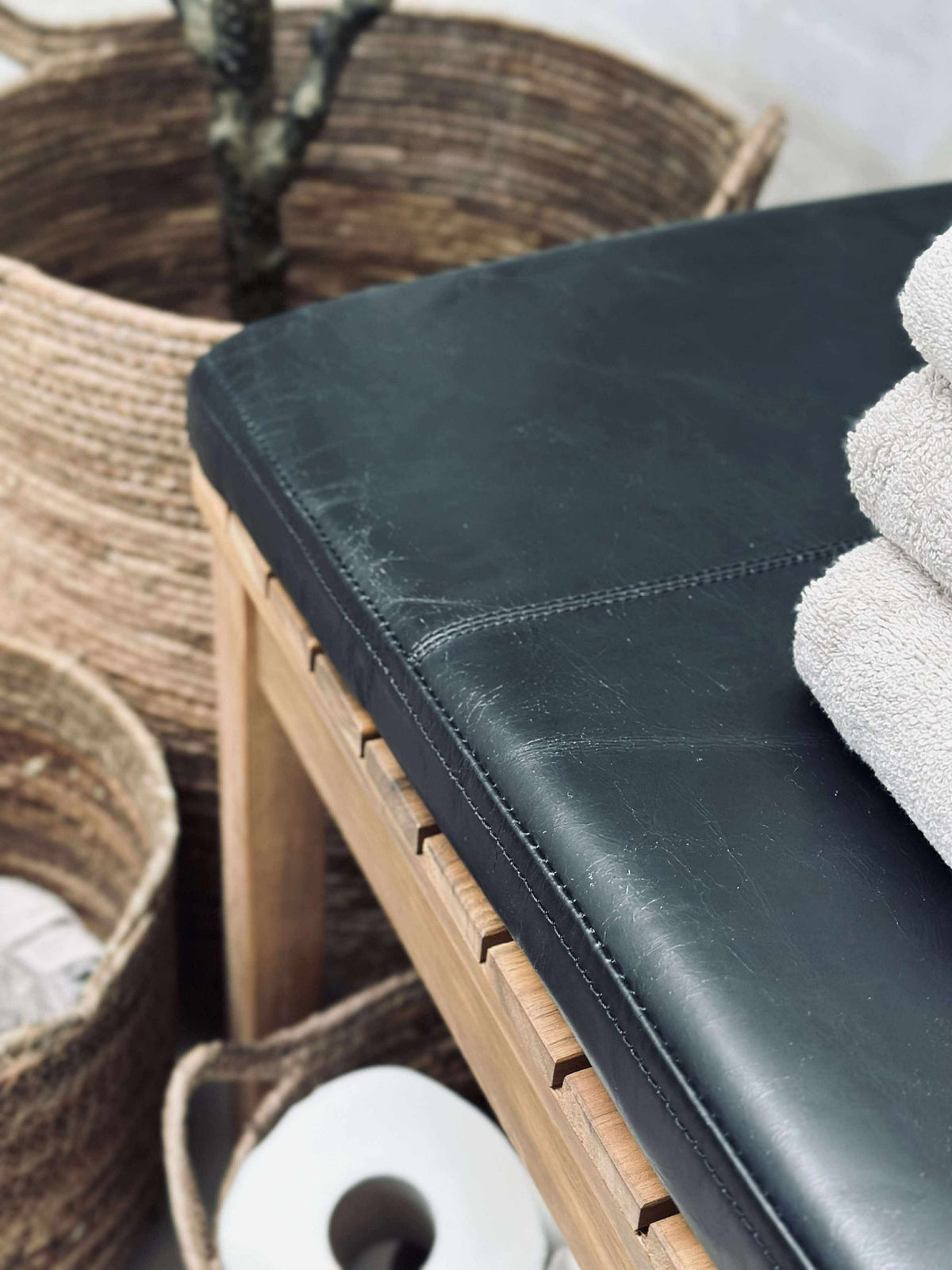 Coussin en cuir Tokyo - 140 cm Noir