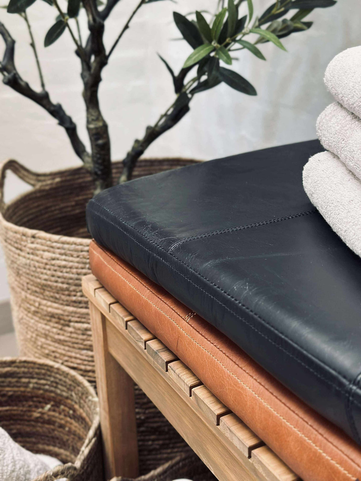 Coussin en cuir Tokyo - 140 cm Noir