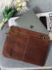 Housse pour ordinateur portable - cuir de buffle cognac
