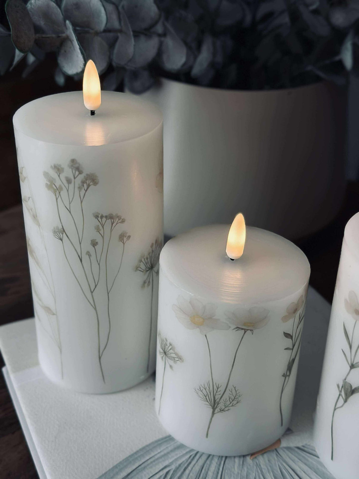 Bougies LED bloc FLOWER – Lot de 3 avec télécommande