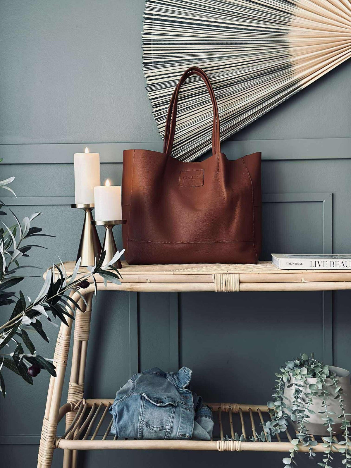 Shopper Daily en cuir souple - Cognac